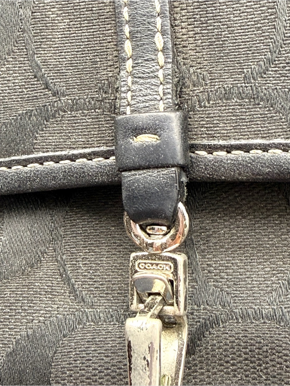 Coach Black Signature Canvas Leather Shoulder Clutch Clip Bag Small Y2K - Picture 6 of 9